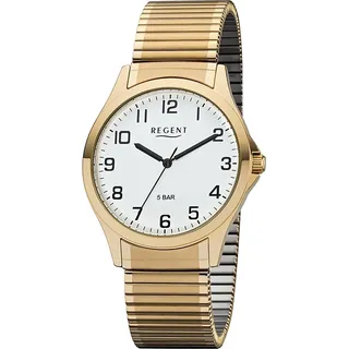 Regent Herren Uhr 1243486 Metall Quarz Armband-Uhr Zugarmband gold D2UR1243486 - Gold