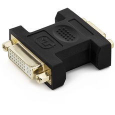 deleyCON DVI-I zu VGA Kupplung Adapter - DVI-I Buchse zu VGA Buchse - 2 Kabel verbinden VGA DVI - vergoldete Steckkontakte - Schwarz