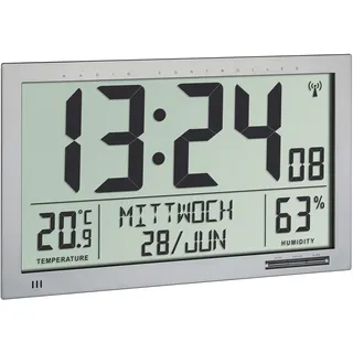 TFA Digitale XL-Funkuhr 36,8 cm 60.4517.54 silber
