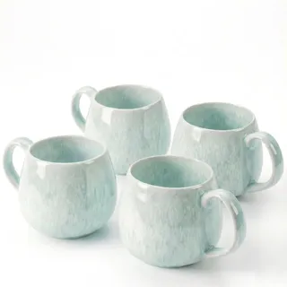 Sänger Kaffeebecher Set Paros 4 teilig , Türkis , Stein , Rund , Geschirr, Tassen, Kaffeebecher