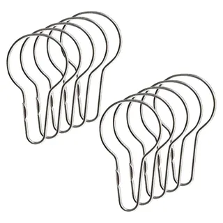 Duschvorhangringe, 10er Set, Metall, 36x63 mm, für Duschvorhangstangen
