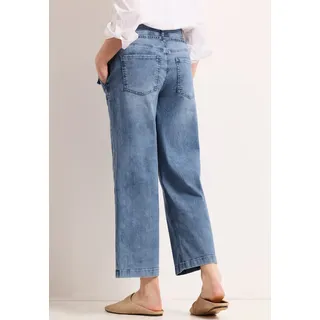 STREET ONE Mid Waist Wide Leg Jeans mit Streifen mid Blue striped wash), 28,