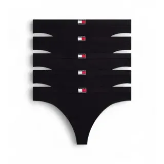 Tommy Hilfiger für Damen. UW0UW05642 5er-Pack Tangas mit Logo am Bund schwarz (L), Heimtextilien, Baumwolle