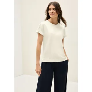 Cecil T-Shirt mit feinem Mesh-Einsatz, weiß