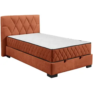 ed exciting design Boxbett ED EXCITING DESIGN "Nagol", braun Cognac, B:145cm L:214cm, 100% Polyester, Komplettbetten, mit Bettkasten, mit Wendematratze, erhältlich in verschiedenen Breiten