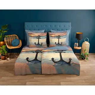 good morning Wendebettwäsche »Mar« 3 Stk. tlg. Baumwolle, 135x200, Reißverschluss, Wendeoptik, Strand, Meer, Maritim, bunt