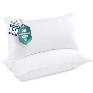 Utopia Bedding 2er Set Kissenfüllung 40 x 80 cm, Innenkissen Füllkissen Kopfkissen Sofakissen (Weiß)