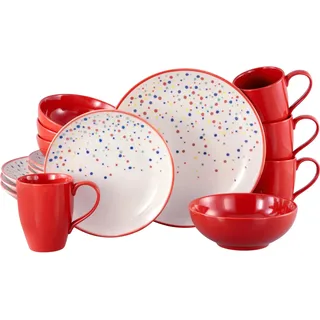 CreaTable Kombiservice Joy 16-tlg. Multicolor/unregelmäßige bunte Punkte