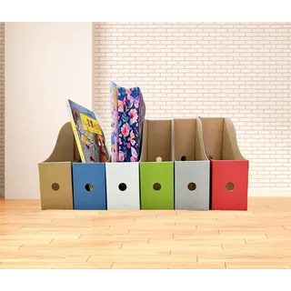 Sinxioer Stehsammler a4 breit,6er Stehsammler aus Recycling-Karton,A4 Zeitschriftenorganizer für Büro & Zuhause (26x26 cm,8 cm Fächer) Farbige stehordner Pappe für Magazine& Stehordner Schule