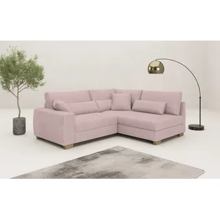 Mr. Couch Ecksofa »Hilla L-Form, bis 140 kg belastbar« mit Taschenfederkern, wahlweise mit Bettfunktion, rosa