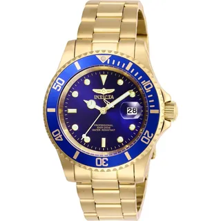 Invicta Pro Diver 26974 Herren uhr - Wasserdicht - Analog - Quarzuhrwerk - Edelstahl mit blauen zifferblat - 40mm - Gold