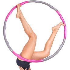 SCHNÜRRLIE Hula Hoop Fitnessreifen für Erwachsene und Kinder mit abnehmbaren 8 Elementen (Pink&Grau)