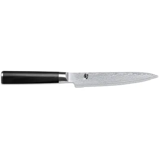 KAI Shun Classic japanisches Allzweckmesser 15 cm Klingenlänge mit Wellenschliff - Damastmesser 32 Lagen VG MAX Kern - 61 (±1) HRC - Griff aus Pakkaholz - Made in Japan - Universalmesser geschmiedet