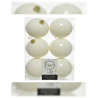 Kaemingk Weihnachtsbaumkugeln bruchfest 8 cm 6 Stück weiß glanz matt