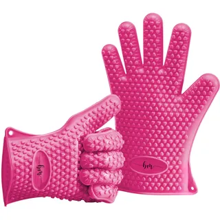 Belmalia 2 Backhandschuhe, Silikon, NEU: noch hitzebeständiger, Grillhandschuhe, Topflappen, Ofenhandschuhe Pink Rosa