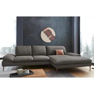 Ecksofa W.SCHILLIG "enjoy&MORE, Designsofa, bequem, elegant und zeitlos, L-Form", grau (antracite s37), B:340cm H:87cm T:185cm, Chenille-Flachgewebe R66 (85% Polyester, 15% Nylon);Longlife Xtra-Leder Z59: Glattleder mit modischer Prägung. Hautstärke 0, 9 - 1, 1 mm;Stoff S37 (100% Polyester), Sofas, Ecksofa, Sitztiefenverstellung, Füße bronze pulverbeschichtet, Breite 340 cm