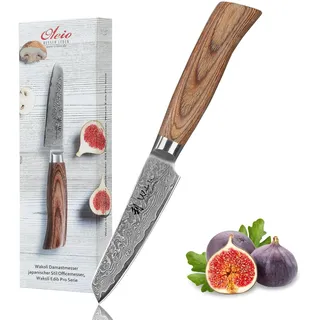 Wakoli EDIB Pro Gemüsemesser aus Damaststahl (VG10 Kern) mit 10 cm Schälmesser Klinge – scharf & ergonomisch – Damastmesser mit Pakkaholzgriff in Geschenkbox – Damast Küchenmesser für Obst & Gemüse