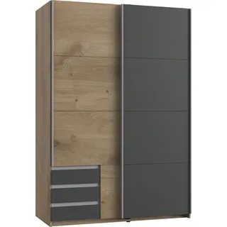 WIMEX Emden 135 x 198 x 64 cm Plankeneiche Nachbildung/graphit mit Schubladen