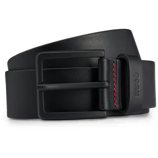 Ledergürtel HUGO "Gionios-B_Sz40", Herren, Gr. 80, schwarz, Leder, unifarben, Basic, Gürtel Ledergürtel, Boss-Prägung am Verschluss, rote Ziernaht
