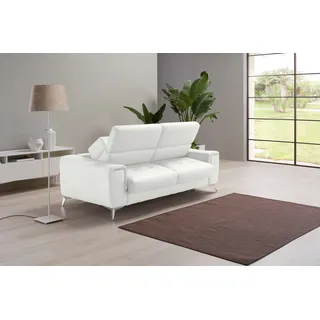 Egoitaliano Schlafsofa »Francine Designsofa, Loungesofa mit Dauerschlaffunktion, Breite 233 cm« mit Bettfunktion, Leder »BULL« weiß, Fußfarbe chrom, weiß