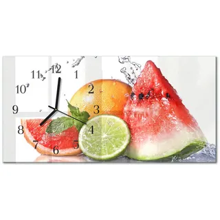 Tulup Wanduhr aus Glas 60x30 cm - Saftige Früchte , Rot , Rechteckig , 60x30x0.4 cm , Dekoration, Uhren, Wanduhren