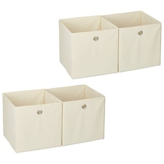 Relaxdays 4 x Aufbewahrungsbox Stoff, beige