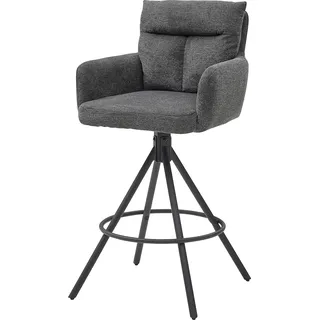 Barhocker - Grau - Schwarz - Cordbezug - Metallgestell - drehbar - Grau