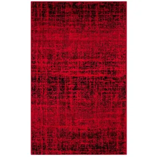 SAFAVIEH Zeitgenössische Teppich für Wohnzimmer, Esszimmer, Schlafzimmer - Adirondack Collection, Kurzer Flor, Rot und Schwarz, 91 X 152 cm