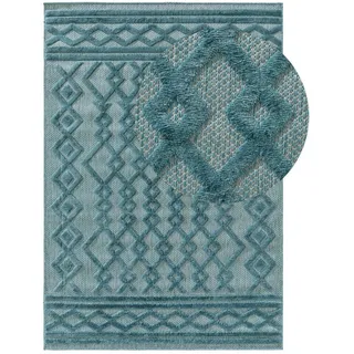 benuta Nest Outdoorteppich Bonte Türkis 120x170 cm , Textil , Rechteckig , 120x170 cm , Oeko-Tex® Standard 100 , wasserabweisend , Teppiche und Böden, Teppiche, Outdoorteppiche
