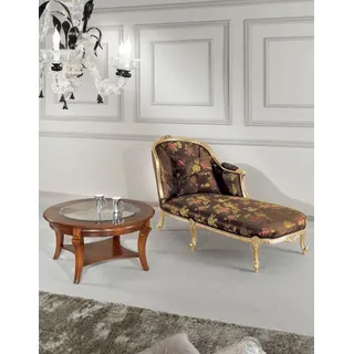 Klassische Chaiselongue + Couchtisch Gold Blumen Liege Italienische Möbel Tisch