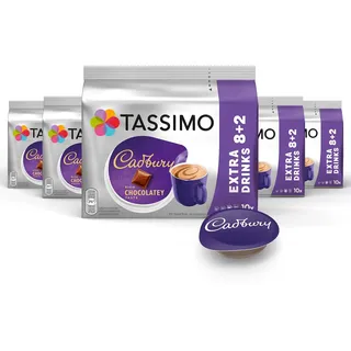 TASSIMO Kapseln Cadbury Hot Chocolate T Discs 5 x 10 Pads, 50 Kakaokapseln
