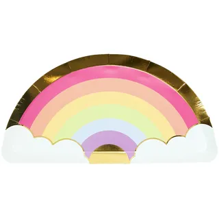PARTY TIME 6er-Set Pappteller Einhorn Regenbogen Mehrfarbig | Pappkeramik-Teller-Set, 6-teilig, Regenbogeneinhorn-Design, für Geburtstage und Partys, 27 cm, mehrfarbig