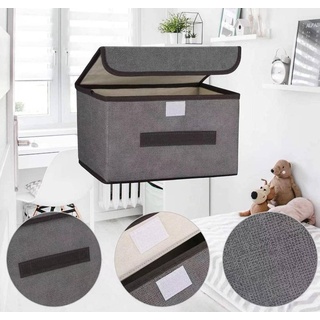 AURMOO Aufbewahrungsboxen Stoff, Foldable Storage Cubes, 8L Boxen Aufbewahrung, Organizer Stoff mit Deckel, Aufbewahrungsbox Faltbar(25.5x19x16cm,Grau,4pcs)