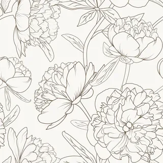 VEELIKE Tapete mit Blumen, Beige, Skizze Pfingstrose, selbstklebende Tapete, Blume, Beige, Bohème, 44,5 x 300 cm, Rolle für Möbel, Schlafzimmer, Badezimmer, Wandverkleidung, dekorative Schränke