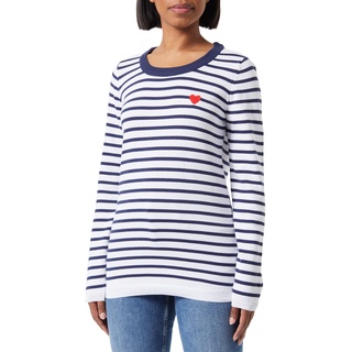 ESPRIT Maternity Damen Sweater Long Sleeve Stripe Pullover, Strahlendes Weiß 101, Small