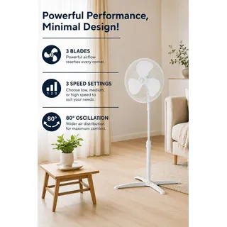 Opviq, Kumtel KTF-290, Standventilator, Weiß,100% ABS, 42,1 x 10,5 x 56,3 cm - Weiß
