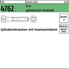 Bild Zylinderschraube ISO 4762 Innen-6kt M10x55 8.8 galv.verz. 100St.