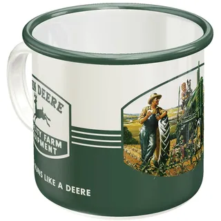 Nostalgic-Art Retro Emaille-Tasse, 360 ml, John Deere – Quality Farm | Original John Deere Lizenzprodukt (OLP), Camping-Becher für Kaffee, Vintage Design, Geschenk-Idee für Traktor-Fans
