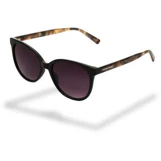 Foster Grant Cat-Eye-Sonnenbrille für Damen in Schwarz – Glänzende Fassung mit Schildpatt-Bügeln, kratz- & stoßfeste Smoke-Gläser & UV400-Filterung für einen femininen Look