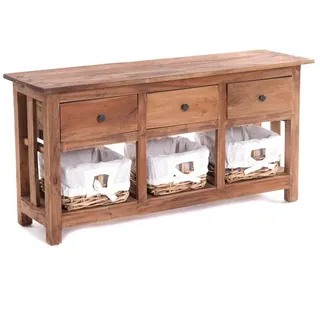 DESIGN DELIGHTS KOMMODE | 98 cm, Massivholz, mit Körben | Holzkommode, Vintage Sideboard Anrichte