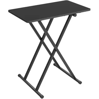 HOOBRO Beistelltisch Klappbar, Kleiner tabletttisch, verstellbare Höhe Klapptische, 60 x 40 x 60 cm, TV Tray, Tablett Tisch, Snack Tisch, Schwarz EBK16BZ01