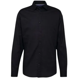 JACK & JONES JACK&JONES Hemd Slim Fit Business Shirt Weiches Langarm Twill Oberteil aus Baumwolle JJEGINGHAM, Größe Hemd:M,Farben:Schwarz