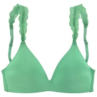 LASCANA LASCANA, Push-up-BH ohne Bügel mit wunderschönen Spitzenträgern, Dessous, grün,