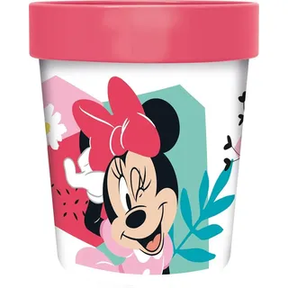 Tataway Disney Minnie Plastikbecher für Mädchen, 260 ml, rosa, mit rutschfestem Boden