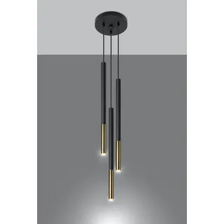 MiaLux Pendelleuchte – Pendelleuchte Esstisch – Hängeleuchten & Pendelleuchten – Deckenlampe Hängend – Glühbirne im Lieferumfang Enthalten – MARCONI 3P Schwarz, Gold - G9-Fassung