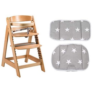 roba Treppenhochstuhl mitwachsend, Sit Up Click, Holz naturfarben, mit Sitzverkleinerer Little Stars