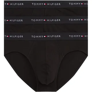 Slip "3P BRIEF DTM", Damen, Gr. L (52), 3 Stk., schwarz (blk, blk, blk), Jersey, Obermaterial: 95% Baumwolle, 5% Elasthan, TOMMY HILFIGER UNDERWEAR, unifarben, körpernah, Unterhosen Slip, mit Logo-Elastikbund