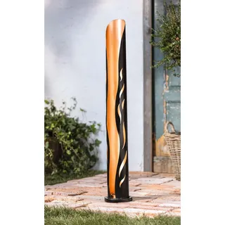 Solar LED Säule "Flamme" aus Metall, schwarz / kupfer, 102 cm hoch, Dekosäule, Gartenstecker, Leuchtdeko für Draußen - Schwarz