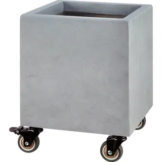 Pflanztopf mit Rollen Grau 30 cm x 30 cm x 31cm