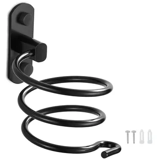 Rhinocerosdance Haartrocknerhalter Kabelhalter Haartrockner Wandhalterung Fönhalter für Baderzimmer Wohnzimmer Barbershop(Schwarz)